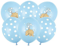 Partydeco Mintás lufi 11" 28cm 6db kék (LUFI213093)