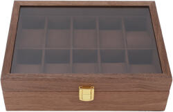 Pufo Cutie caseta din lemn pentru depozitare si organizare 10 ceasuri, model Pufo Premium Wooden, maro