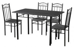 VIGOR Set masa cu 4 scaune, FUR-101-17BL, masa 120x67x75 cm, negru (FUR-101-17BL)