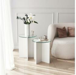 Asir KÉSZLET 2x Kisasztal LILY átm. 40 cm fehér/átlátszó 552NOS2245 (AS1574)