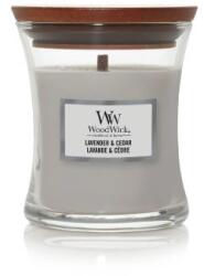 WoodWick Lavender & Cedar lumânare parfumată cu fitil de lemn 85 g