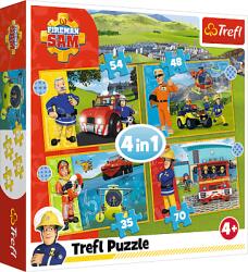Trefl Puzzle 4v1 - Brave Fireman Sam / Prism A&D Fireman Sam (34387)