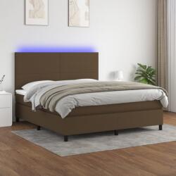 vidaXL barna szövet rugós és LED-es ágy matraccal 180 x 200 cm (3134736) - vidaxl
