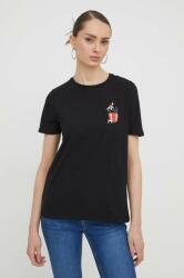 Medicine tricou din bumbac femei, culoarea negru ZBYX-TSDA81_99X