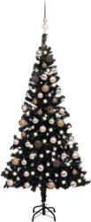  Brad crăciun pre-iluminat cu set globuri, negru, 120 cm, pvc (3077588)