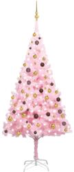  Brad crăciun pre-iluminat cu set globuri, roz, 240 cm, pvc (3077501)