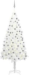  Brad de crăciun pre-iluminat artificial, set globuri alb 210 cm (3077721)