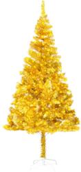  Brad crăciun artificial pre-iluminat/suport, auriu, 180 cm, pet (3077433)