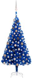  Brad crăciun pre-iluminat cu set globuri, albastru, 180 cm, pvc (3077595)