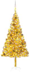  Brad de crăciun pre-iluminat cu set globuri, auriu, 240 cm, pet (3077607)