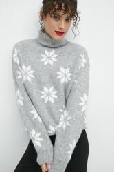 MEDICINE pulover din amestec de lana femei, culoarea gri, călduros, cu guler ZBYX-SWDA03_09A