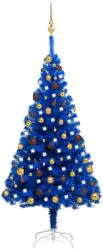  Brad crăciun pre-iluminat cu set globuri, albastru, 150 cm, pvc (3077508)