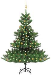  Pom crăciun artificial brad nordmann led&globuri verde 240 cm (3077562)