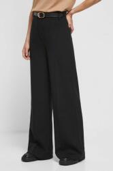 Medicine pantaloni femei, culoarea negru, lat, high waist ZBYX-SPD706_99X