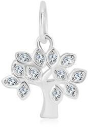 Ekszer Eshop 925 ezüst medál - életfa, levelek átlátszó, kerek cirkóniákkal