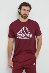Adidas pamut póló bordó, férfi, nyomott mintás, IM8302 - burgundia S