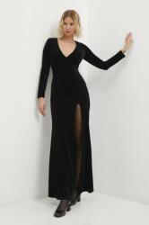 ANSWEAR bársony ruha fekete, maxi, testhezálló - fekete M - answear - 31 990 Ft