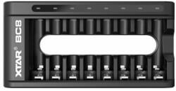  Xtar BC8 nyolccsatornás 1.5V és 1.2V AA / AAA USB Lithium-Ion Li-Ion Ni-Mh Ni-CD akkumulátor/cella töltő/adapter (XTARBC8)