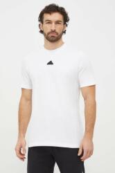 Adidas pamut póló fehér, férfi, nyomott mintás, IS2854 - fehér L