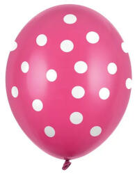 Partydeco Mintás lufi 11" 28cm Magenta lufi, Fehér pöttyös (LUFI286622)