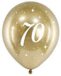 Partydeco Szám, Számos lufi 11" 28cm 6db 70-es számmal, Arany króm (LUFI839983)