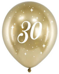 Partydeco Szám, Számos lufi 11" 28cm 6db 30-as számmal, Arany króm (LUFI576408)