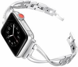 Apple Watch 42/44/45 mm fém-köves szíj - ezüst (IWFC403)