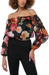 GUESS Top Off Shldr Shani Ruffle Top W4RH09WCWF2 p9ut peony charm print bl (W4RH09WCWF2 p9ut peony charm print bl)