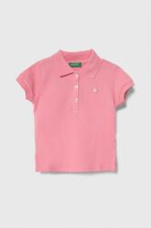 Benetton gyerek póló rózsaszín, galléros - rózsaszín 116