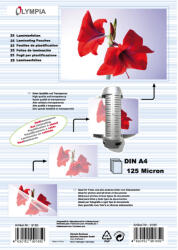 Olympia Meleglamináló fólia, A4, 125 mikron, 25 db