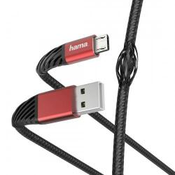 Hama Cablu de date Hama Extreme, USB Tip A - Micro USB, 1.5m, Black-Red (00187216)