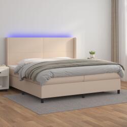 vidaXL cappuccino színű műbőr rugós ágy matraccal és LED-del 200x200cm (3139288)