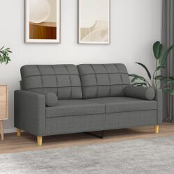  Canapea cu 2 locuri cu pernuțe, gri închis, 140 cm, textil (3200783) Canapea