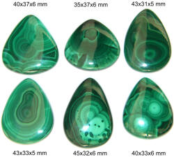  Cabochon din Malachit de Forma Picatura - 35-45x31-37x5-6 mm - 1 Buc
