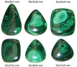  Cabochon din Malachit de Forma Picatura, Dreptunghi - 32-46x27-35x3-7 mm - 1 Buc