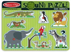 Melissa & Doug - Puzzle de lemn cu sunete Animale de la Zoo Puzzle