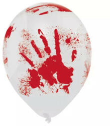 Amscan Halloween, Bloody Hand léggömb, lufi 6 db-os 10 inch (25, 4 cm) (DPA9901272)