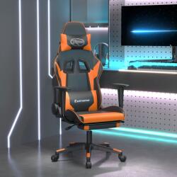 vidaXL Scaun de gaming cu suport picioare, negru/oranj, piele eco (3143705)