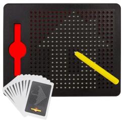 Kruzzel Mágneses kirakó tábla 380 db fém golyóval, 22x17, 5x1 cm, piros-fekete