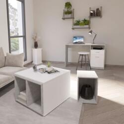 FMD birou cu 1 sertar, gri beton și alb, 123 x 50 x 76, 5 cm (428738) - eishop