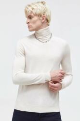 HUGO BOSS gyapjú pulóver könnyű, férfi, bézs, garbónyakú - bézs XL - answear - 28 990 Ft