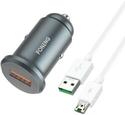 FONENG Autós töltő Foneng C15, USB, 4A + kábel USB-Micro USB (szürke)