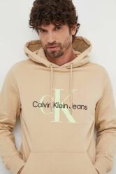 Calvin Klein pamut melegítőfelső fekete, férfi, nyomott mintás, kapucnis - bézs L