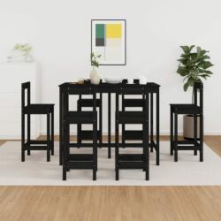  Set mobilier de bar, 7 piese, negru, lemn masiv de pin (3124716)