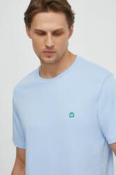 United Colors of Benetton pamut póló férfi, sima - kék M - answear - 7 990 Ft