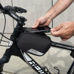 Wozinsky vázra rakható biciklis táska 6.5″ telefontartóval (fekete)