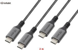 Infobit Cablu Infobit USB Type-C USB Type-C Infobit 20Gbps E-Marker 2m Multicolor (iCable-U4-CC2020)