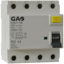 Fi relé 4P 40A 30mA Gao (GAO 5934H)