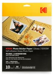 Kodak Hartie foto autoadeziva A4, Glossy, pentru imprimante Inkjet, 120g/mp, top 10 coli, Kodak (KODSTICK)