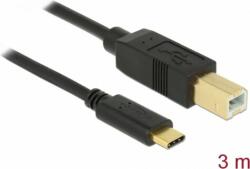 Delock 83666 USB-B apa - USB-C apa 2.0 Adat és töltő kábel - Fekete (3m) (83666)